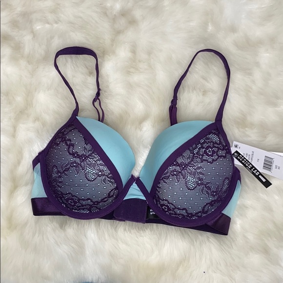 Design Lab Purple Lace Pushup Underwire Bra 34D NEW - Picture 1 of 6